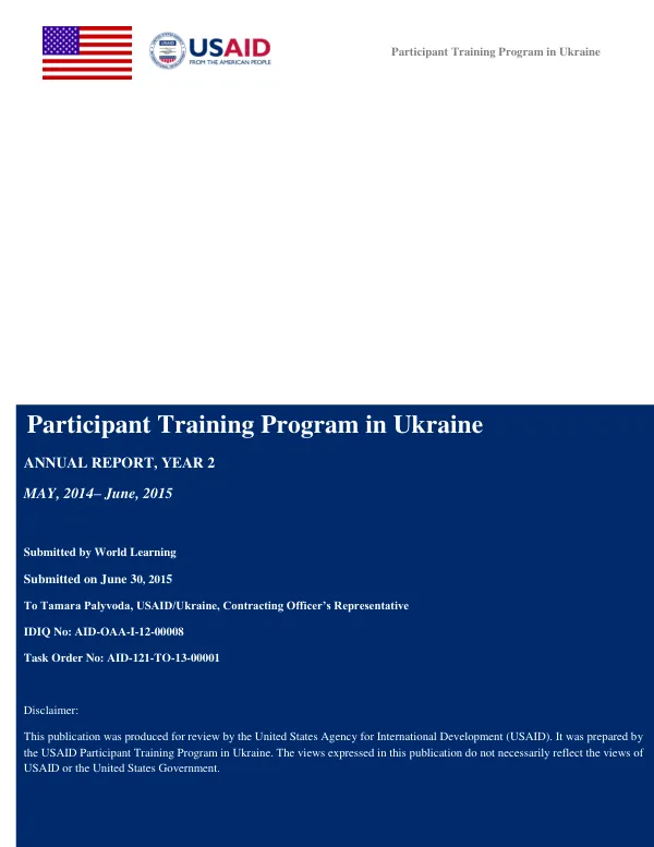 USAID Participant Training Program in Ukraine, Year II Annual Report, May 2014-June 2015