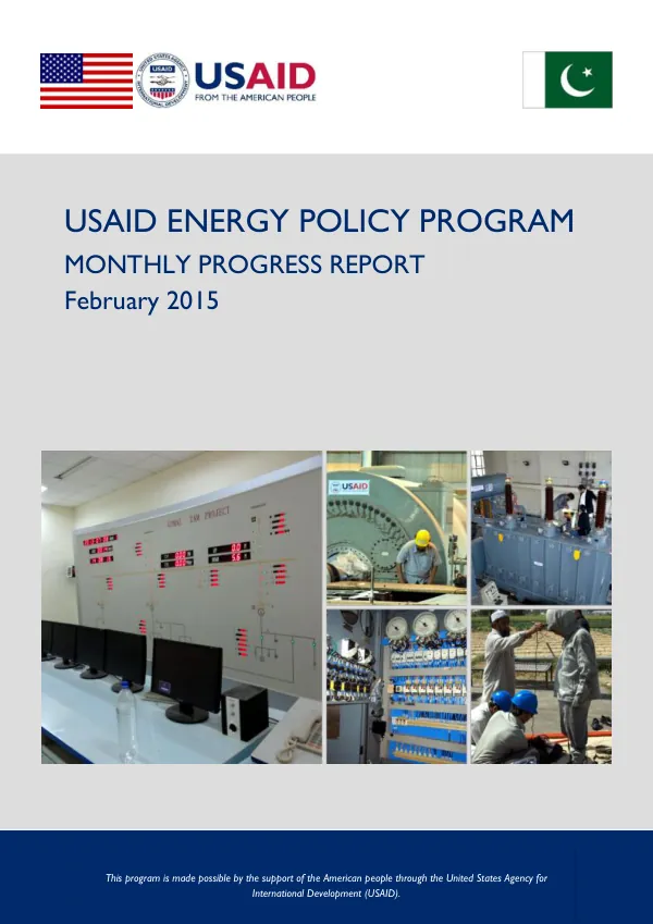 USAID Energy Policy Program Monthly Progress Report: February 2015