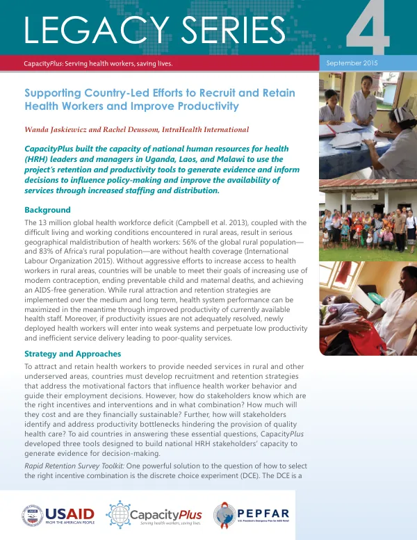 Supporting Country-Led Efforts to Recruit and Retain Health Workers and Improve Productivity