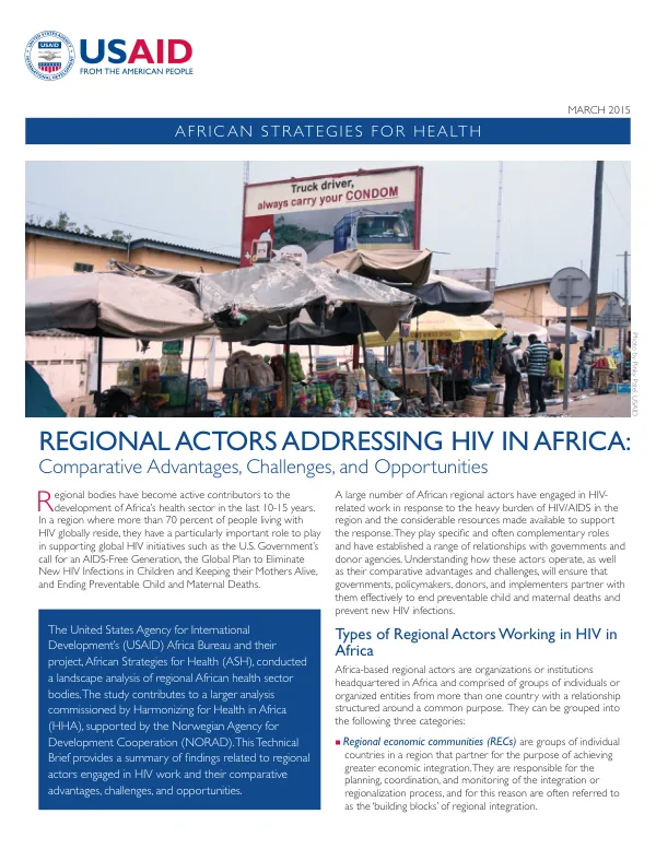 Regional Actors Addressing HIV in Africa: Comparative Advantages, Challenges, and Opportunities