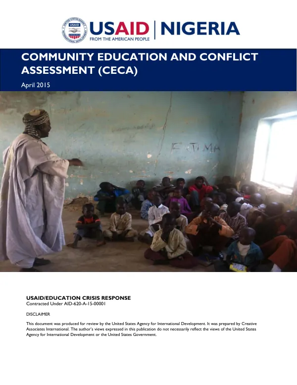 Community Education and Conflict Assessment (CECA) Report