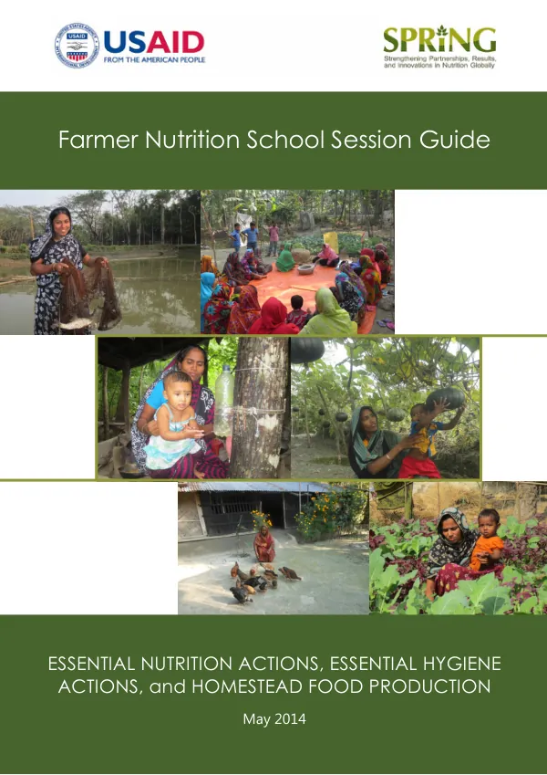 Farmer Nutrition School Session Guide on Essential Nutrition Actions, Essential Hygiene Actions, and Homestead Food Production