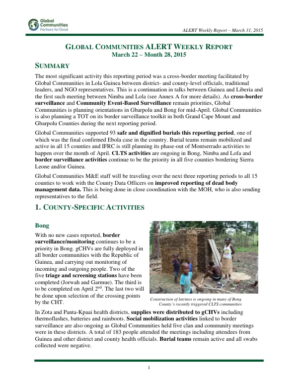 ALERT Weekly Report – March 31, 2015
