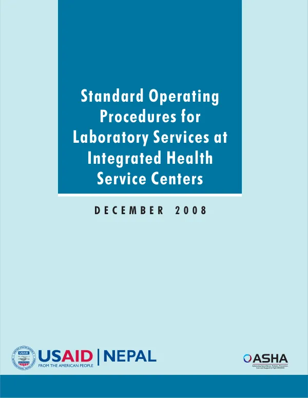 Standard operating procedures for laboratory services at integrated health service centers