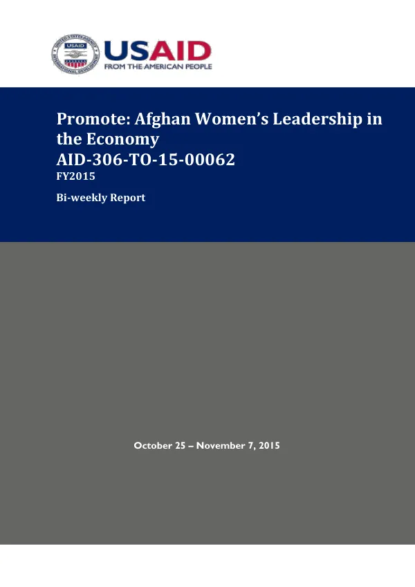 Promote: Afghan Women’s Leadership in the Economy