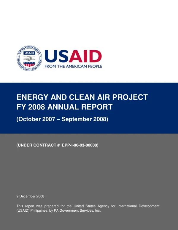 Energy and clean air project : third annual report FY 2008 annual report (October 2007-September 2008)
