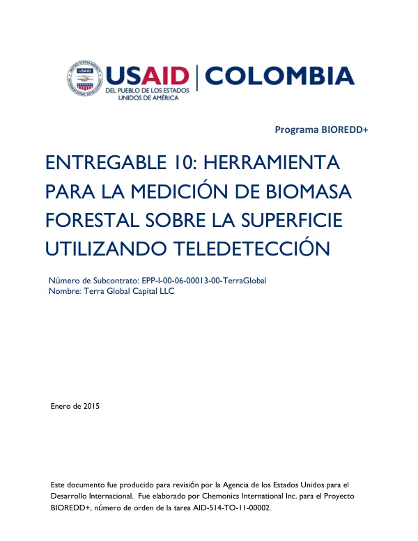 HERRAMIENTA PARA LA MEDICIÓN DE BIOMASA FORESTAL SOBRE LA SUPERFICIE UTILIZANDO TELEDETECCIÓN