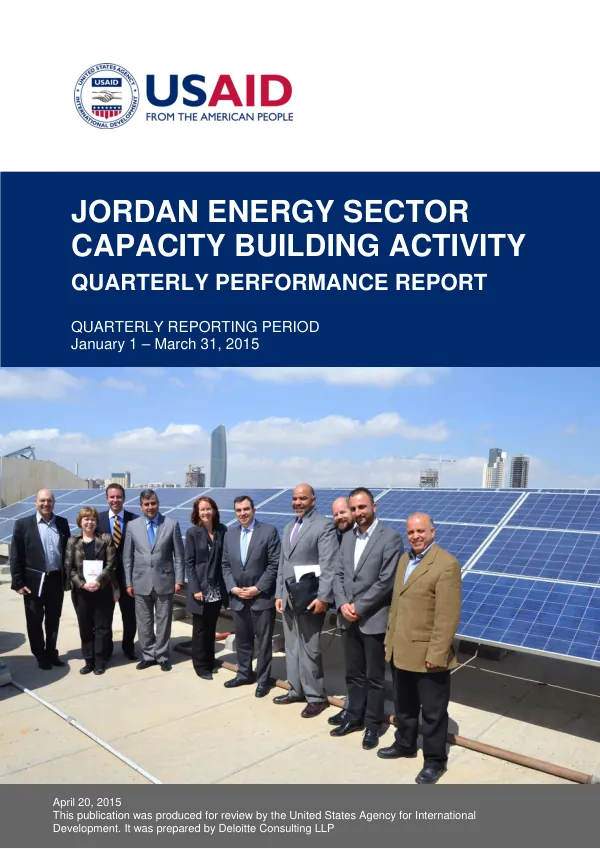 USAID/Jordan Energy Sector Capacity Building Activity Quarterly Report, January 1 – March 31, 2015