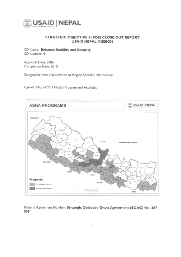 USAID/Nepal SO 9 Close Out Report