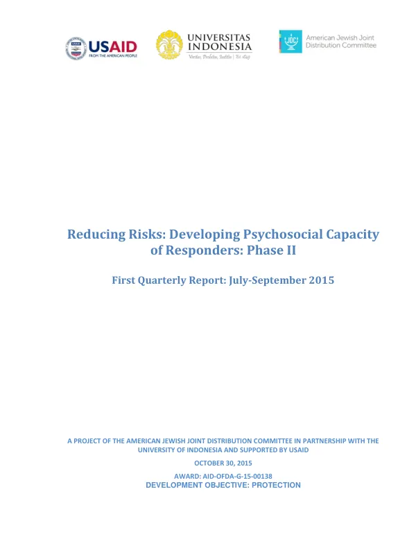 Reducing Risks: Developing the Psychosocial Capacity of Responders: Phase II