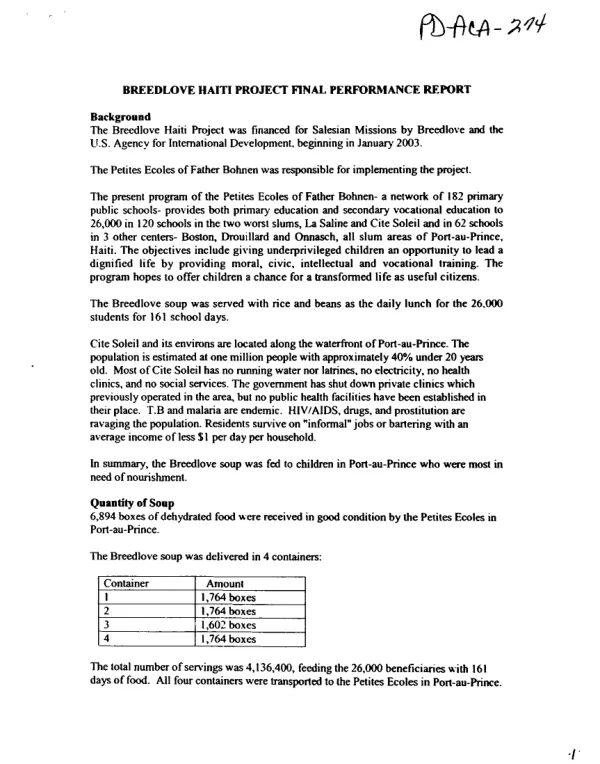 Final report : USAID-RED rural economic diversification project