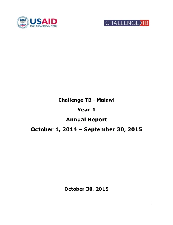 Challenge TB - Malawi Year 1 Annual Report