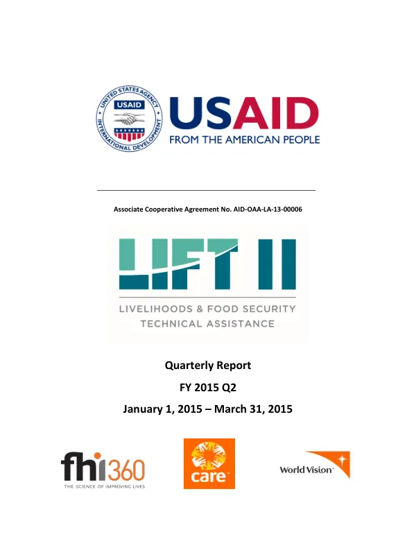 Quarterly Report FY 2015 Q2 LIFT II Project