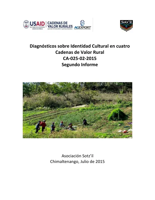 Diagnósticos sobre Identidad Cultural en cuatro Cadenas de Valor Rural