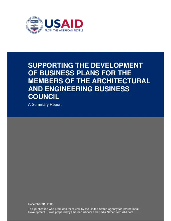 Supporting the development of business plans for the members of the architectural and engineering business council : a summary report