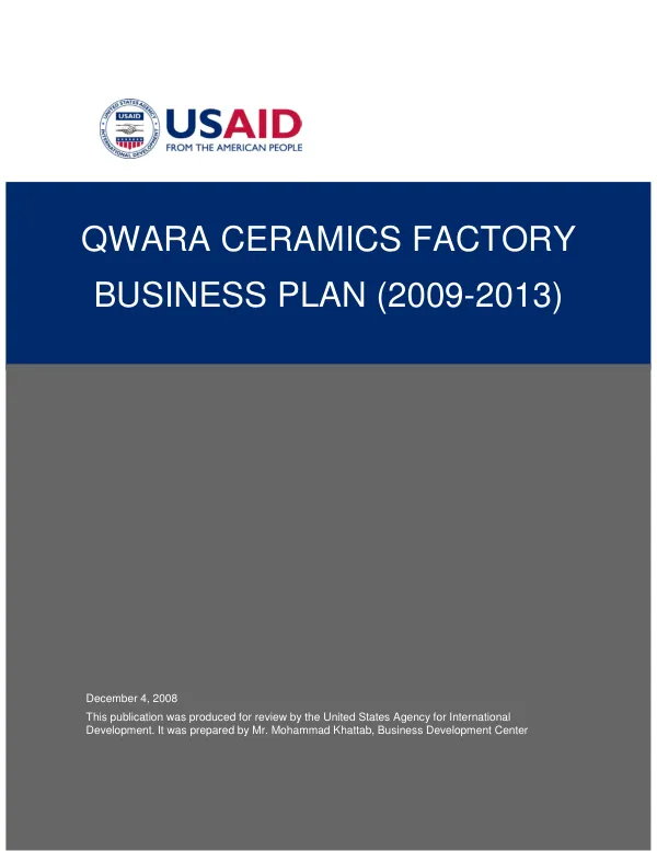 Qwara ceramics factory business plan (2009-2013)