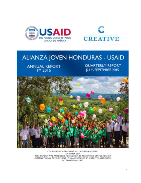 Annual Executive Summary: Youth Alliance Honduras-USAID (AJH-USAID) Program