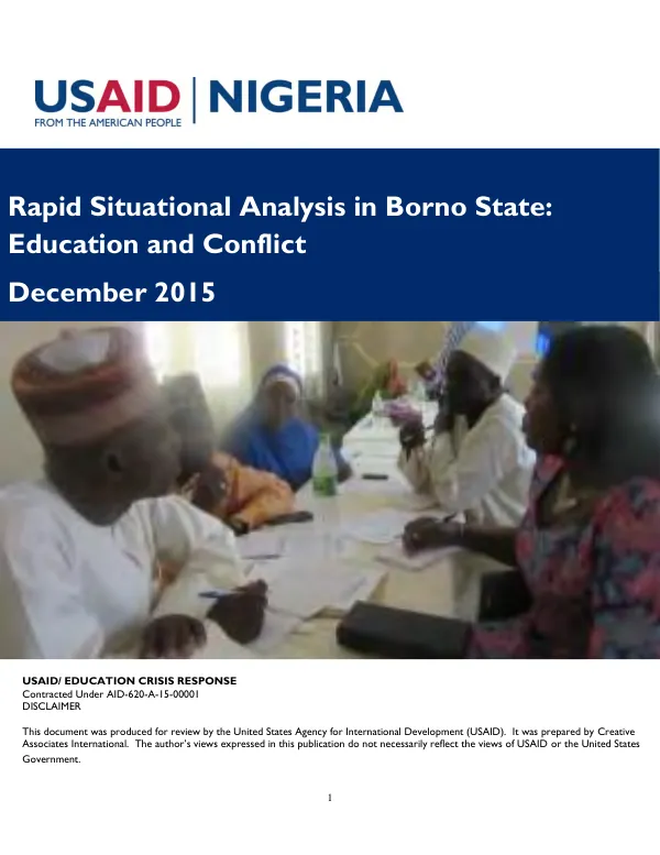 Rapid Situational Analysis in Borno State: Education and Conflict