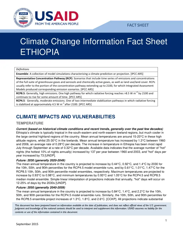 Climate Change Information Fact Sheet: Ethiopia
