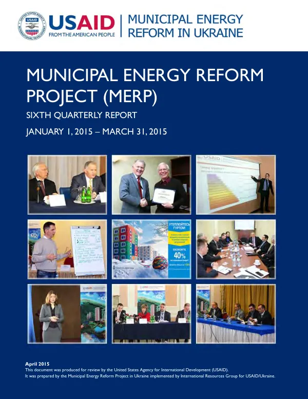 Municipal Energy Reform Project (MERP) Sixth Quarterly Report January 1, 2015 – March 31, 2015