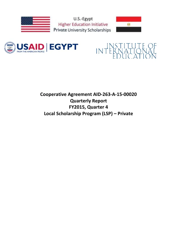 Quarterly Report FY2015, Quarter 4: Local Scholarship Program (LSP) – Private Universities