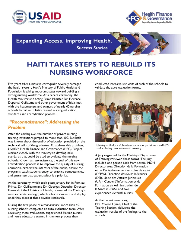 Haiti Takes Steps to Rebuild Its Nursing Workforce