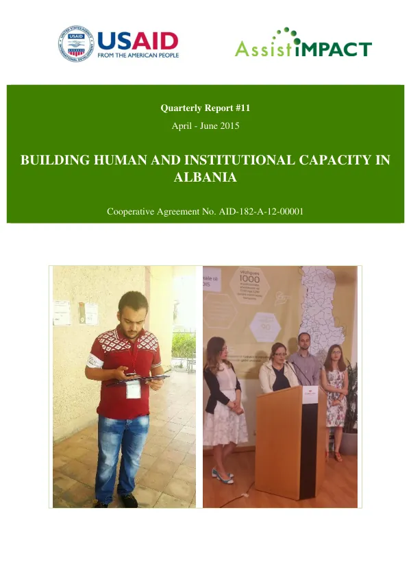 Quarterly Report #11: Building Human and Institutional Capacity in Albania