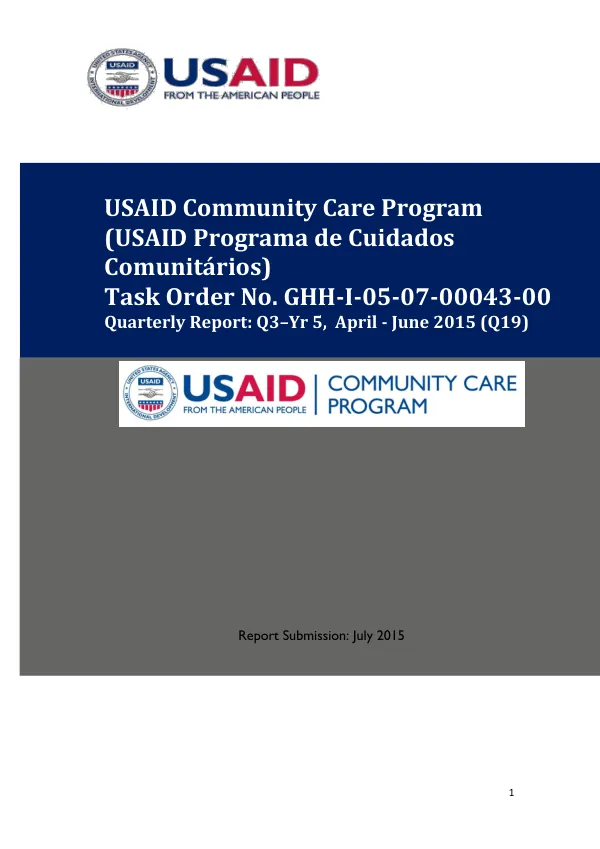 USAID Community Care Program Quarterly Report: Q3–Yr 5, April - June 2015 (Q19)