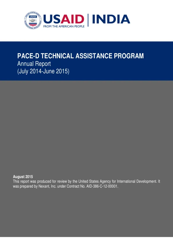 Annual Report July 2014-June 2015: PACE-D Technical Assistance Program