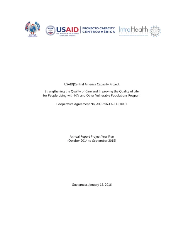 Annual Report Project Year Five (October 2014 to September 2015)