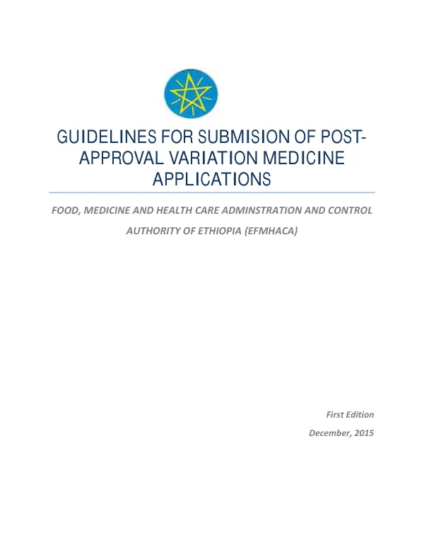 Guidelines for Submission of Post-approval Variations Medicines Applications