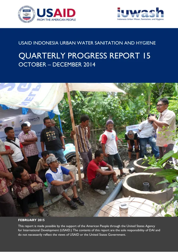USAID Indonesia Urban Water Sanitation and Hygiene Quarterly Progress Report 15