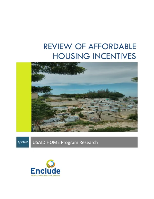 Review of Affordable Housing Incentives