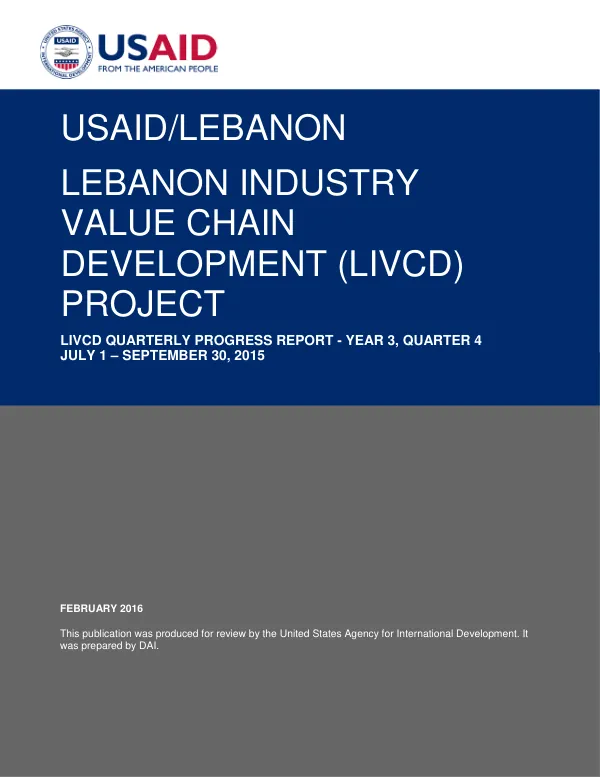 LIVCD Quarterly Progress Report - Year 3, Quarter 4