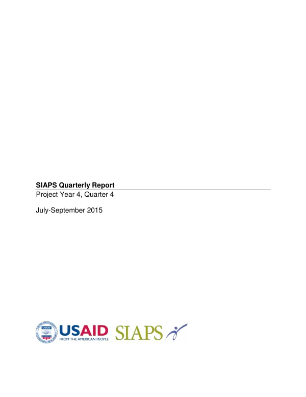 SIAPS Quarterly Report: Year 4 Quarter 4