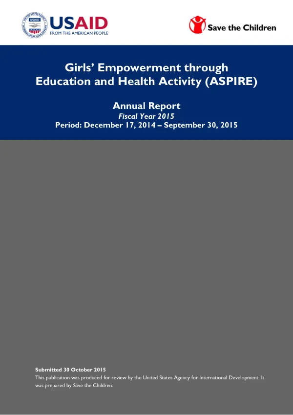 ASPIRE Annual Report: Fiscal Year 2015