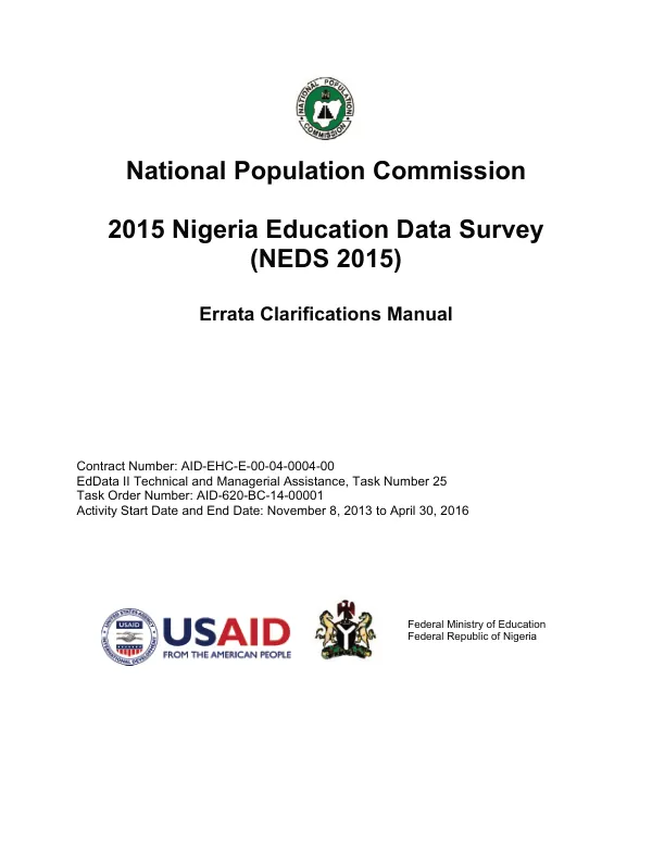 NEDS 2015 Errata and Clarifications