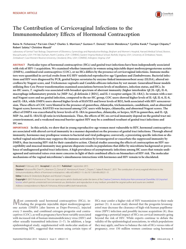 The Contribution of Cervicovaginal Infections to the Immunomodulatory Effects of Hormonal Contraception