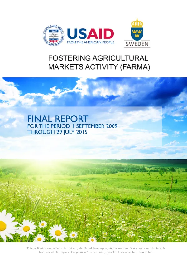 FARMA FINAL REPORT FOR THE PERIOD 1 SEPTEMBER 2009 THROUGH 29 JULY 2015