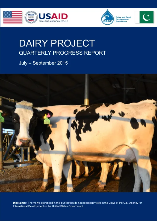 Quarterly Progress Report: Dairy Project