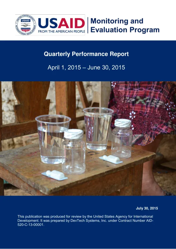 Quarterly Performance Report: April 1, 2015 – June 30, 2015
