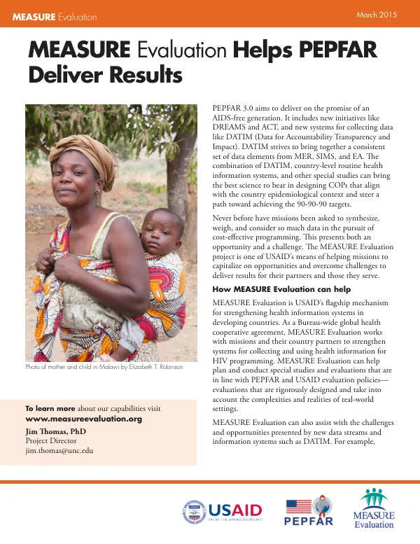 MEASURE Evaluation Helps PEPFAR Deliver Results