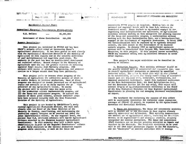 AGRICULTURE EXT AND PRODUCTION