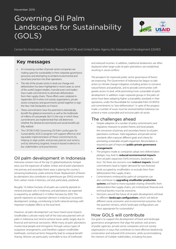 Governing Oil Palm Landscapes for Sustainability (GOLS)