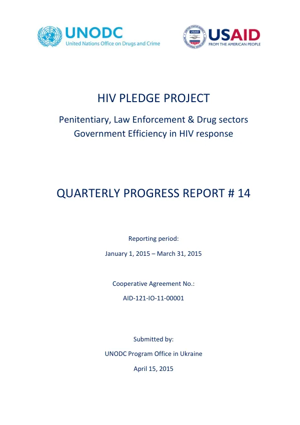 Quarterly Progress Report # 14: HIV PLEDGE Project