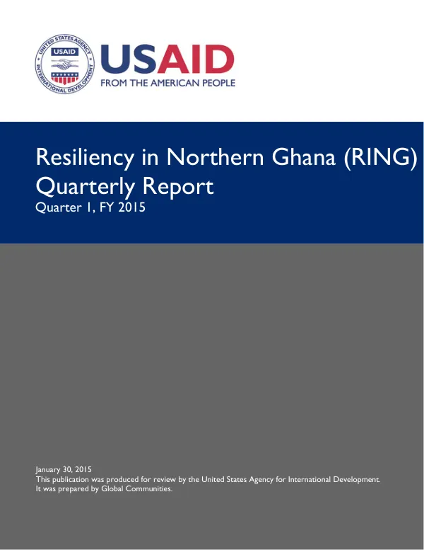 Resiliency in Northern Ghana (RING) Quarterly Report