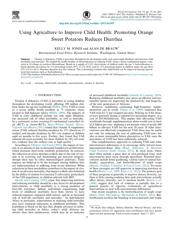 Using Agriculture to Improve Child Health: Promoting Orange Sweet Potatoes Reduces Diarrhea
