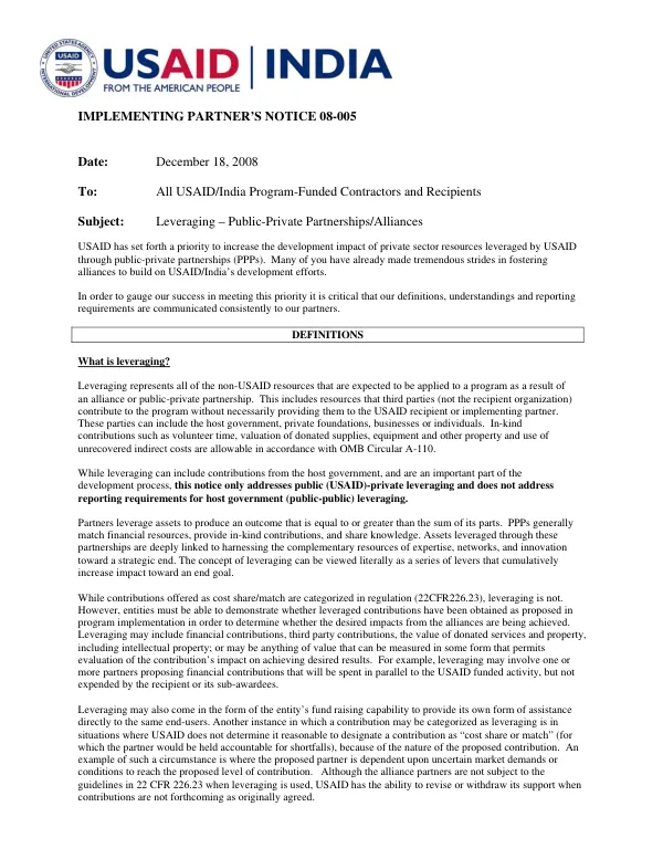 Leveraging -- public-private partnerships/alliances