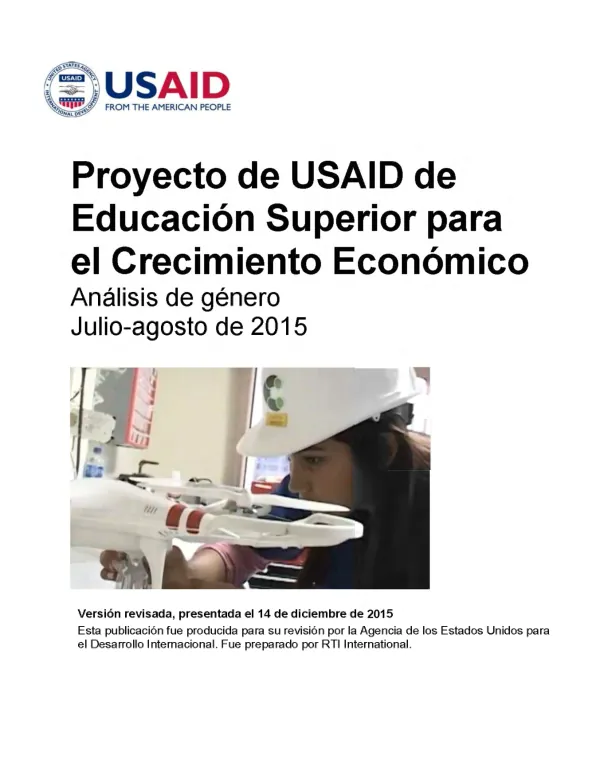 Proyecto de U SAl D para el Crecimiento Económico: Análisis de género