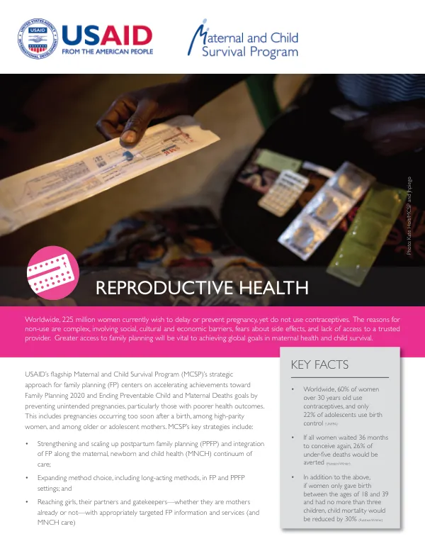 Maternal and Child Survival Program (MCSP) Strategic Approach for Family Planning